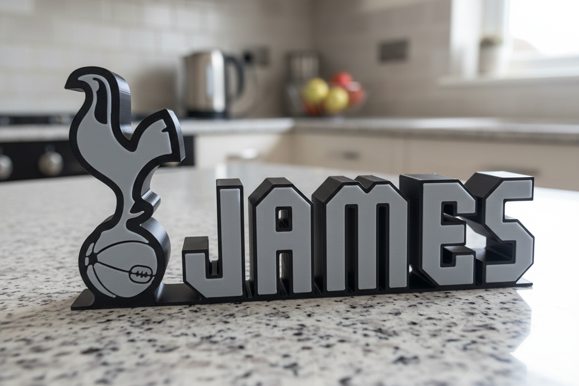 Custom Personalised Tottenham Hotspur Name Plaque: 3D Printed Spurs Memorabilia