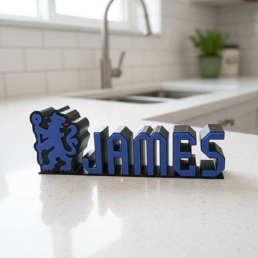 Custom Chelsea FC Name Sign: 3D Printed Football Fan Decor