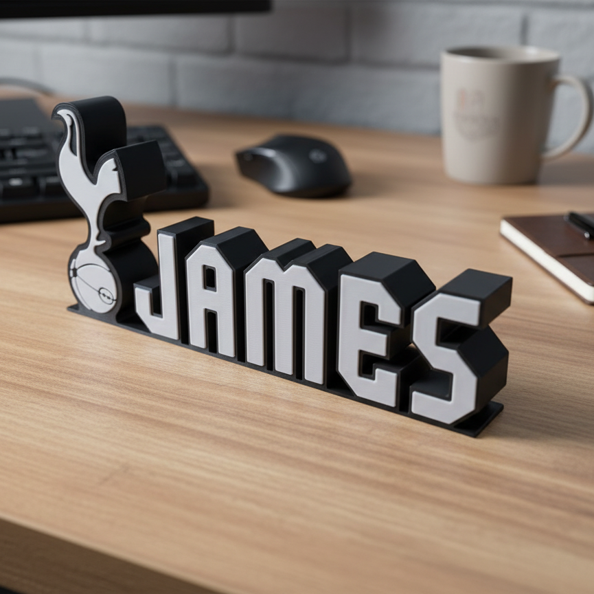 Custom Personalised Tottenham Hotspur Name Plaque: 3D Printed Spurs Memorabilia