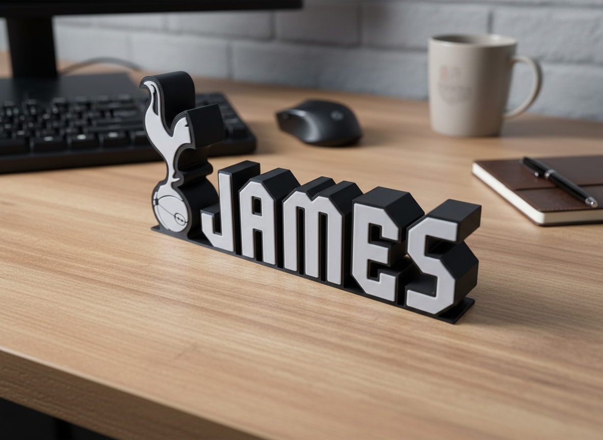 Custom Personalised Tottenham Hotspur Name Plaque: 3D Printed Spurs Memorabilia