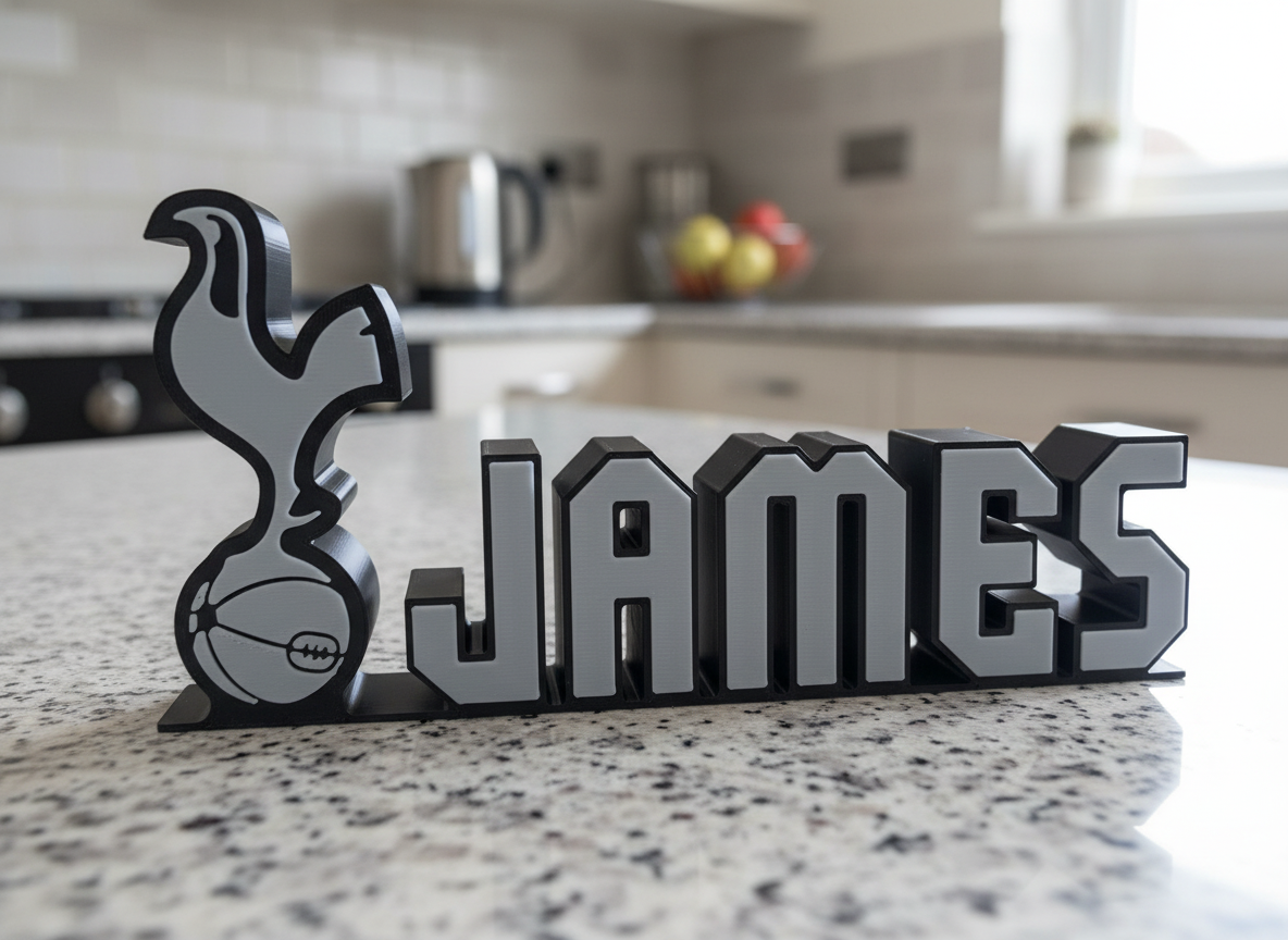 Custom Personalised Tottenham Hotspur Name Plaque: 3D Printed Spurs Memorabilia