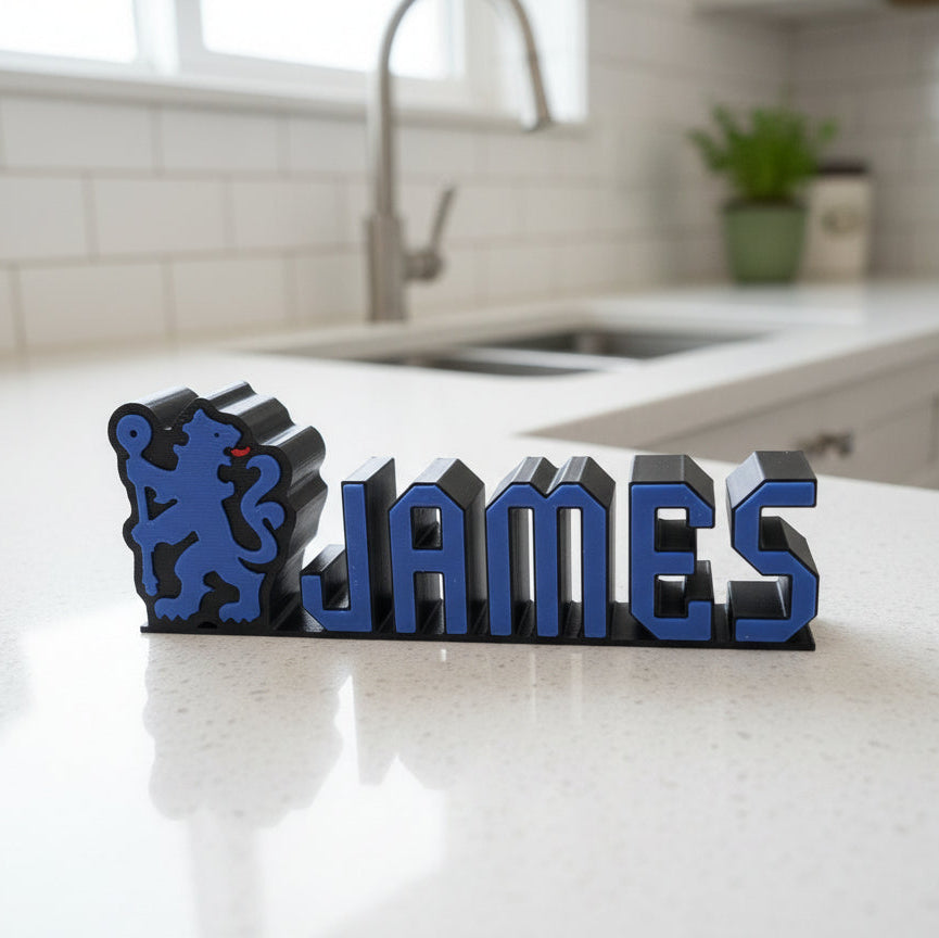 Custom Chelsea FC Name Sign: 3D Printed Football Fan Decor