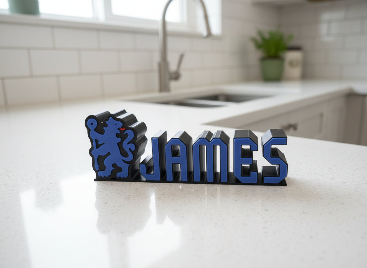 Custom Chelsea FC Name Sign: 3D Printed Football Fan Decor