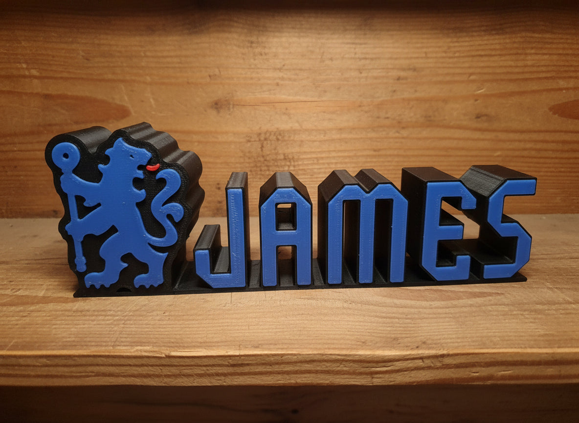 Custom Chelsea FC Name Sign: 3D Printed Football Fan Decor