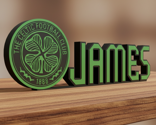 Custom Celtic Name Plaque: 3D Printed Desk Décor | Various Colours Available | Gift | Celtic Supporter  | Birthday Gift | NFC Compatible.