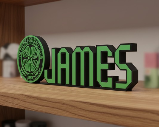 Custom Celtic Name Plaque: 3D Printed Desk Décor | Various Colours Available | Gift | Celtic Supporter  | Birthday Gift | NFC Compatible.